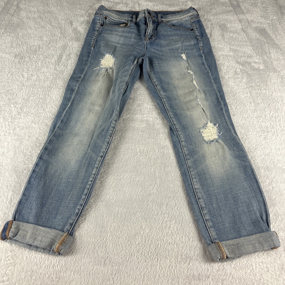 J.Crew Jeans Women 26 Blue Excellent Distressed Ripped Stretch Boyfriend